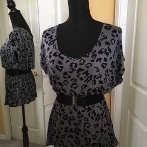 NWT Animal/Leopard Blouse-size L